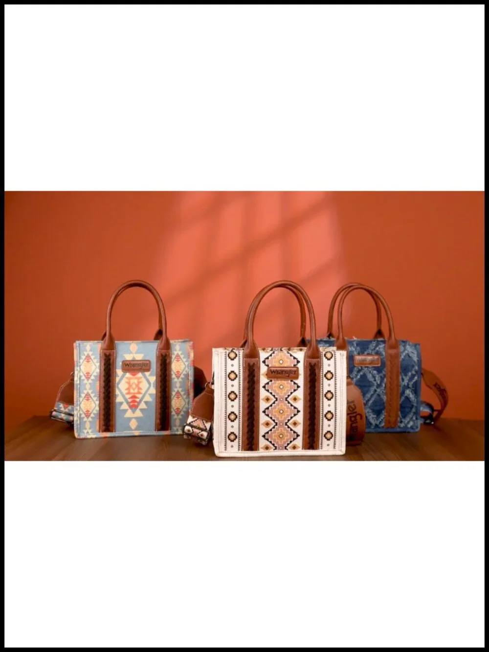 Boho Aztec Print Tote Bag with Guitar Strap